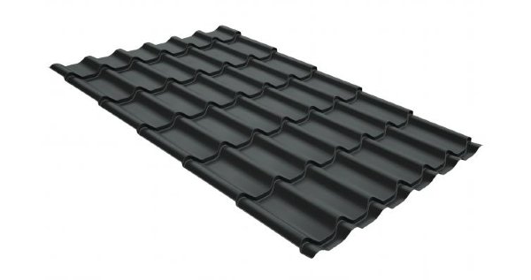 Металлочерепица классик GL 0,5 GreenCoat Pural Matt RR 23 темно-серый (RAL 7024 мокрый асфальт) купить в Петрове Вале