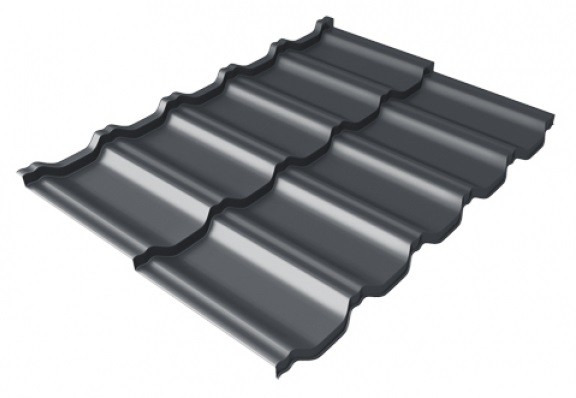 Металлочерепица модульная Квинта Uno Grand Line c 3D резом 0,5 Satin Мatt RAL 7024 мокрый асфальт купить в Петрове Вале