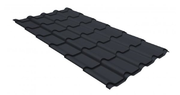 Металлочерепица камея GL 0,5 GreenCoat Pural matt RR 23 темно-серый (RAL 7024 мокрый асфальт) купить в Петрове Вале
