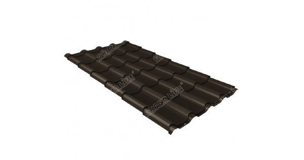Металлочерепица камея GL 0,5 GreenCoat Pural RR 32 темно-коричневый (RAL 8019 серо-коричневый) купить в Петрове Вале