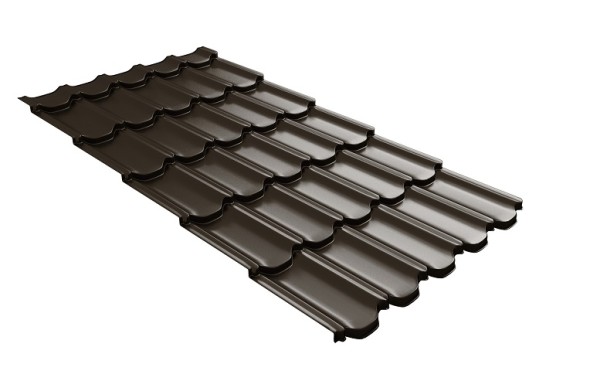 Металлочерепица квинта плюс с 3D резом 0,5 GreenСoat Pural Matt RR 32 темно-коричневый (RAL 8019 серо-коричневый) купить в Петрове Вале