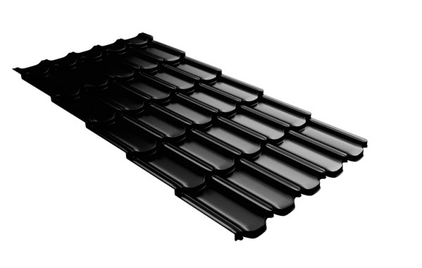 Металлочерепица квинта плюс с 3D резом 0,5 GreenСoat Pural Matt RR 33 черный (RAL 9005 черный) купить в Петрове Вале