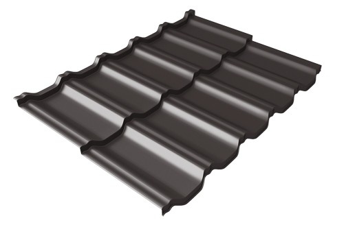 Металлочерепица модульная Квинта Uno Grand Line c 3D резом 0,5 GreenСoat Pural RR 32 темно-коричневый (RAL 8019 серо-коричневый) купить в Петрове Вале