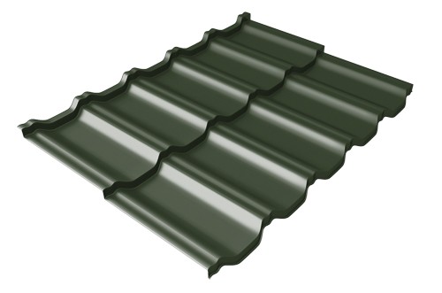 Металлочерепица модульная Квинта Uno Grand Line c 3D резом 0,5 GreenСoat Pural Matt RR 11 темно-зеленый (RAL 6020 хромовая зелень) купить в Петрове Вале
