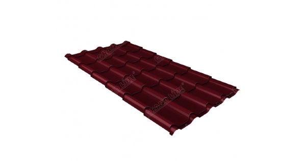 Металлочерепица камея 0,5 Satin RAL 3005 красное вино купить в Петрове Вале