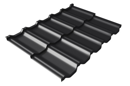Металлочерепица модульная Квинта Uno Grand Line c 3D резом 0,5 Satin Мatt RAL 9005 черный купить в Петрове Вале