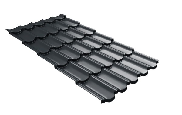Металлочерепица квинта плюс с 3D резом 0,5 Satin RAL 7016 антрацитово-серый купить в Петрове Вале