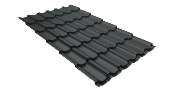 Металлочерепица квинта плюс 0,5 GreenCoat Pural Matt RR 23 темно-серый (RAL 7024 мокрый асфальт) купить в Петрове Вале